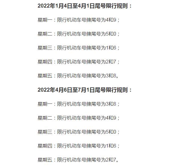 限号2023年12月最新限号时间表