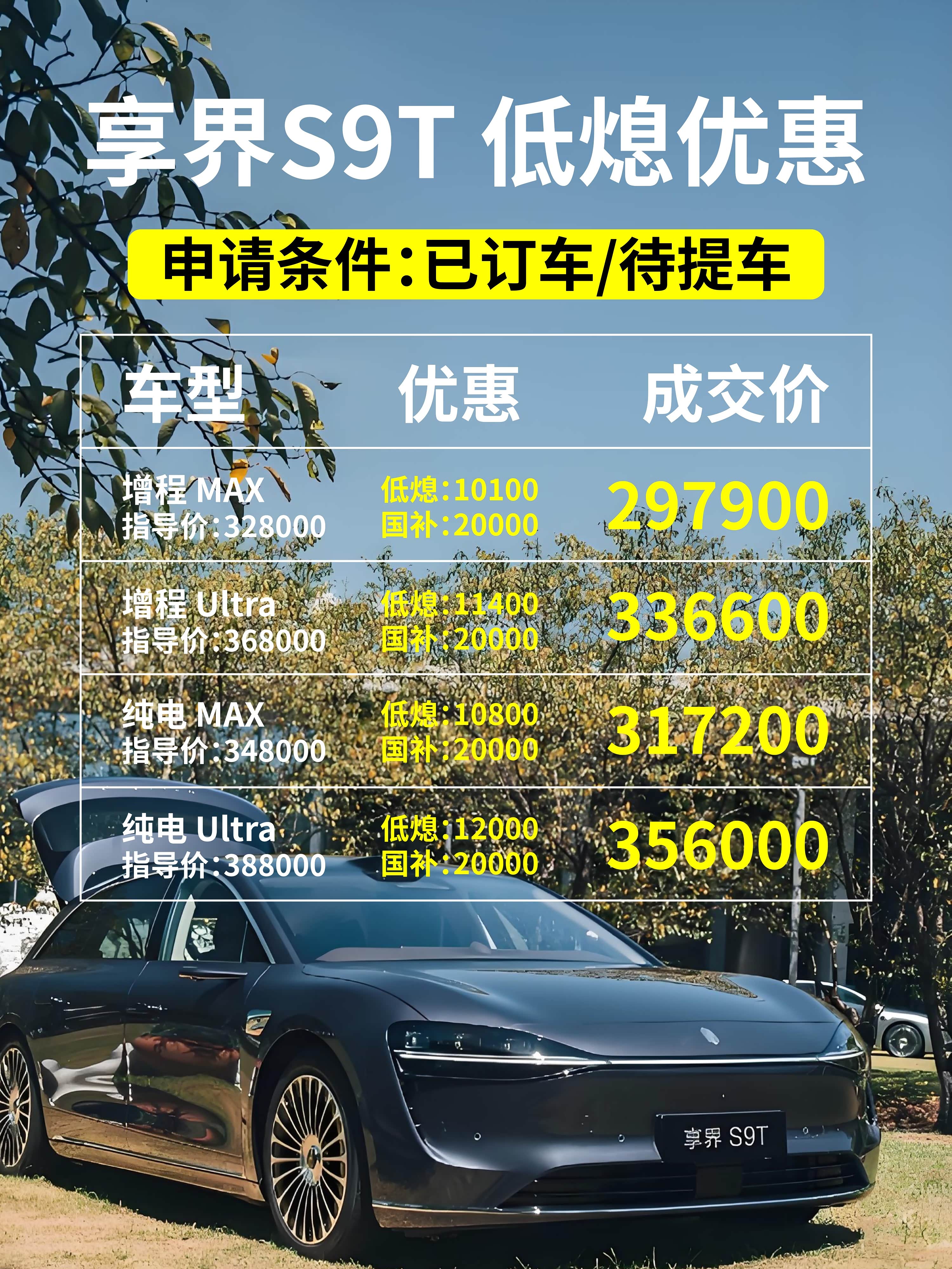 双流享界S9最低30.98万起售 暂无优惠